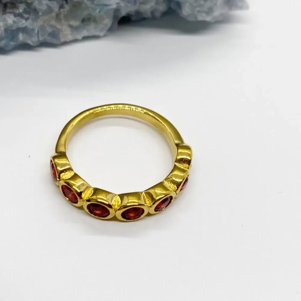 NEW Gold & Red Zirconium Gemstone Statement Ring - Picture 11 of 16